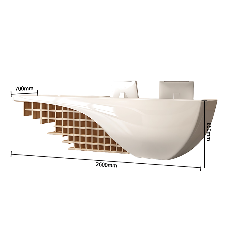 受付カウンター　エントランス受付　美容室　エコボード　店舗　焼付塗装　引き出し　大型　ホワイト　カスタマイズ可能　JDQT-N058