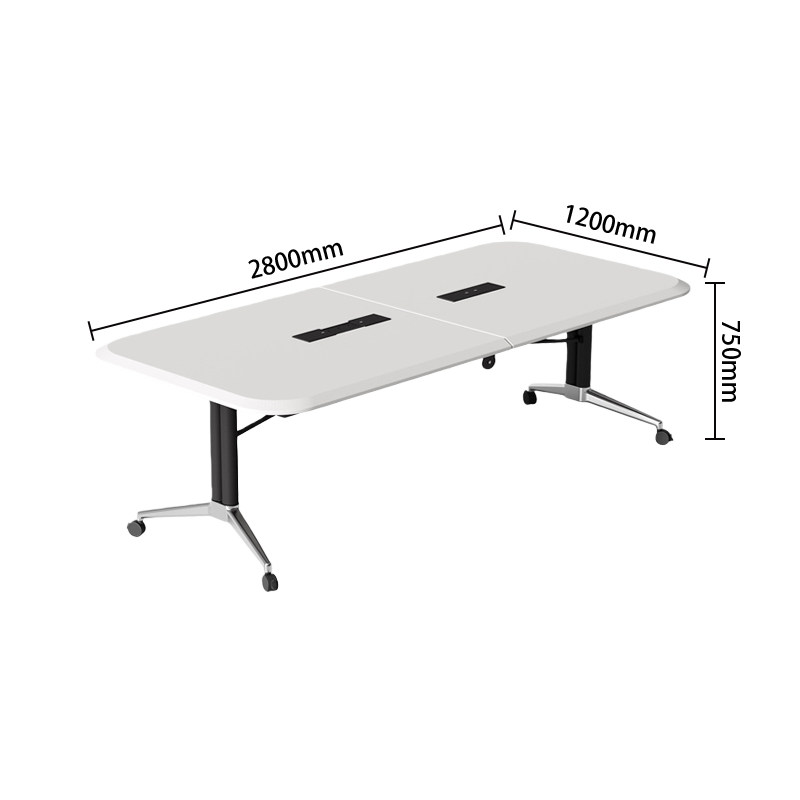 会議テーブル　ミーティングテーブル　オフィステーブル　キャスター付き　内蔵式コンセント　折り畳み式　組立必要　HYZ-N076