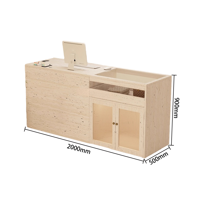 受付カウンター　大容量収納　配線穴　ガラスディスプレイ　組立必要　多色選択可能　JDQT-N066