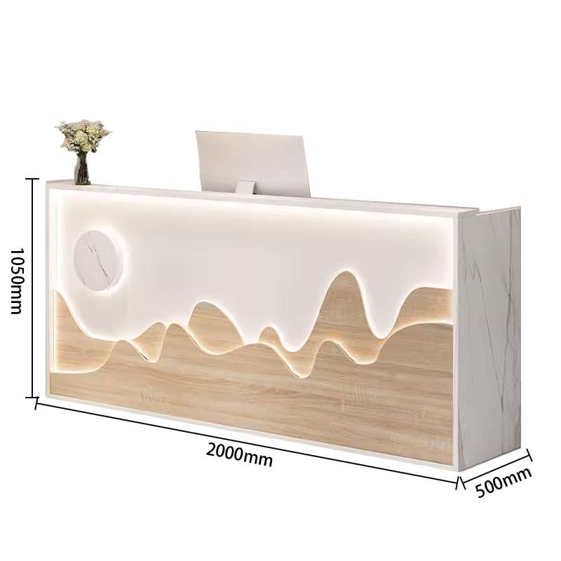 受付カウンター　エントランス受付　レジカウンター　ライト付き　大容量収納　鍵付き引き出し　木目調　ナチュラル　おしゃれ　JDQT-N060