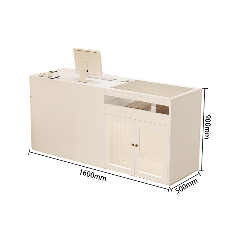 受付カウンター　大容量収納　配線穴　ガラスディスプレイ　組立必要　多色選択可能　JDQT-N066