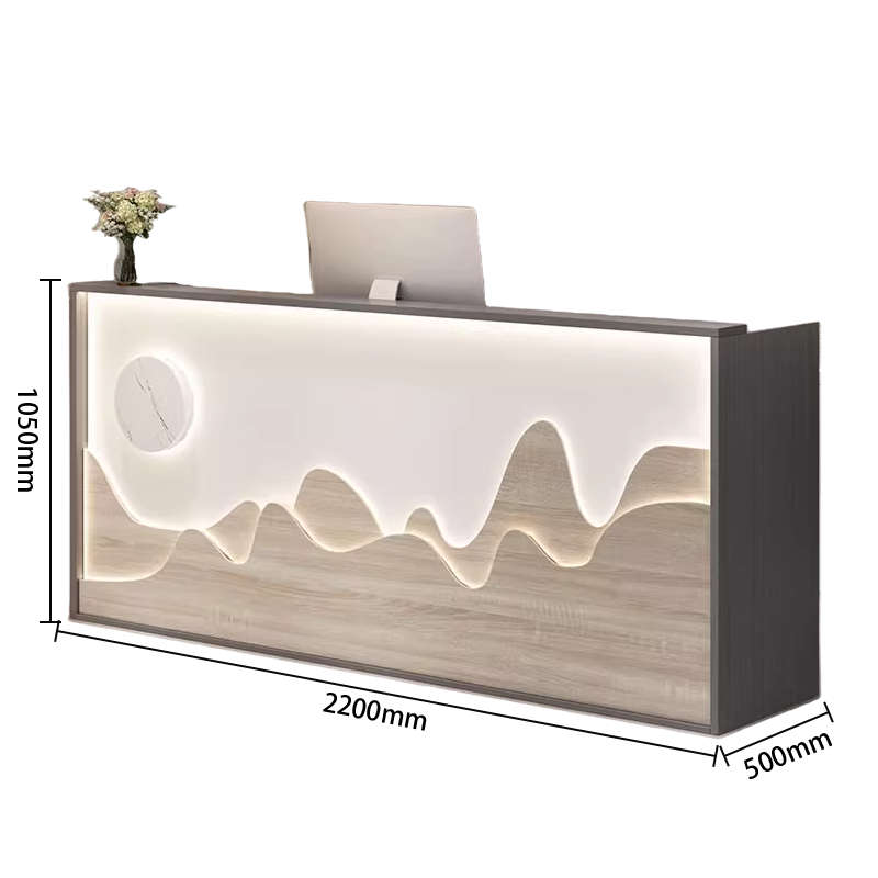 受付カウンター　エントランス受付　レジカウンター　ライト付き　大容量収納　鍵付き引き出し　木目調　ナチュラル　おしゃれ　JDQT-N060