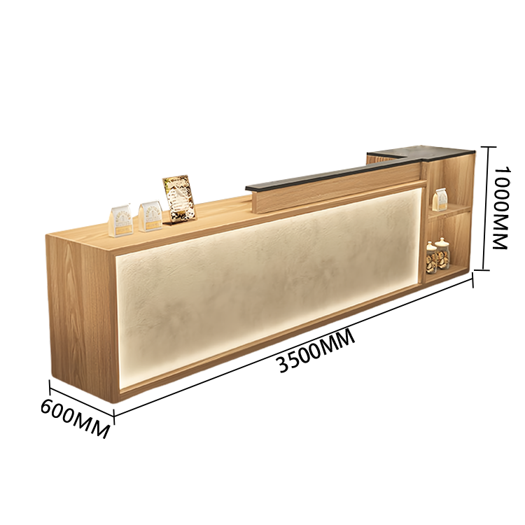 【受注生産品】　受付カウンター　レジカウンター　店舗用　鍵ロック　キーボードトレイ　大容量収納　高荷重性　ナチュラル　カスタマイズ可能　JDQT-N056