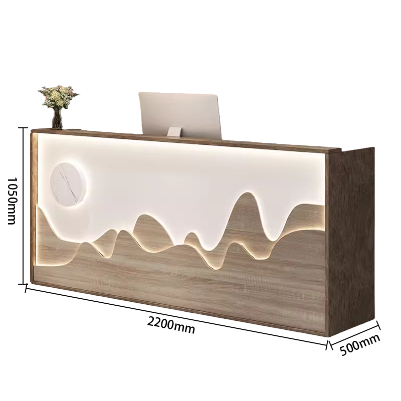 受付カウンター　エントランス受付　レジカウンター　ライト付き　大容量収納　鍵付き引き出し　木目調　ナチュラル　おしゃれ　JDQT-N060