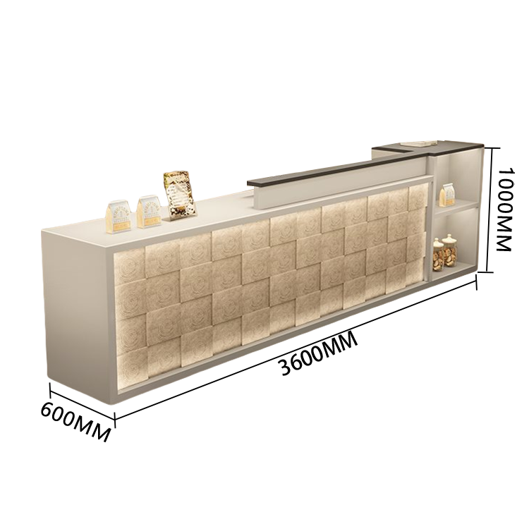 【受注生産品】　受付カウンター　レジカウンター　店舗用　鍵ロック　キーボードトレイ　大容量収納　高荷重性　ナチュラル　カスタマイズ可能　JDQT-N056