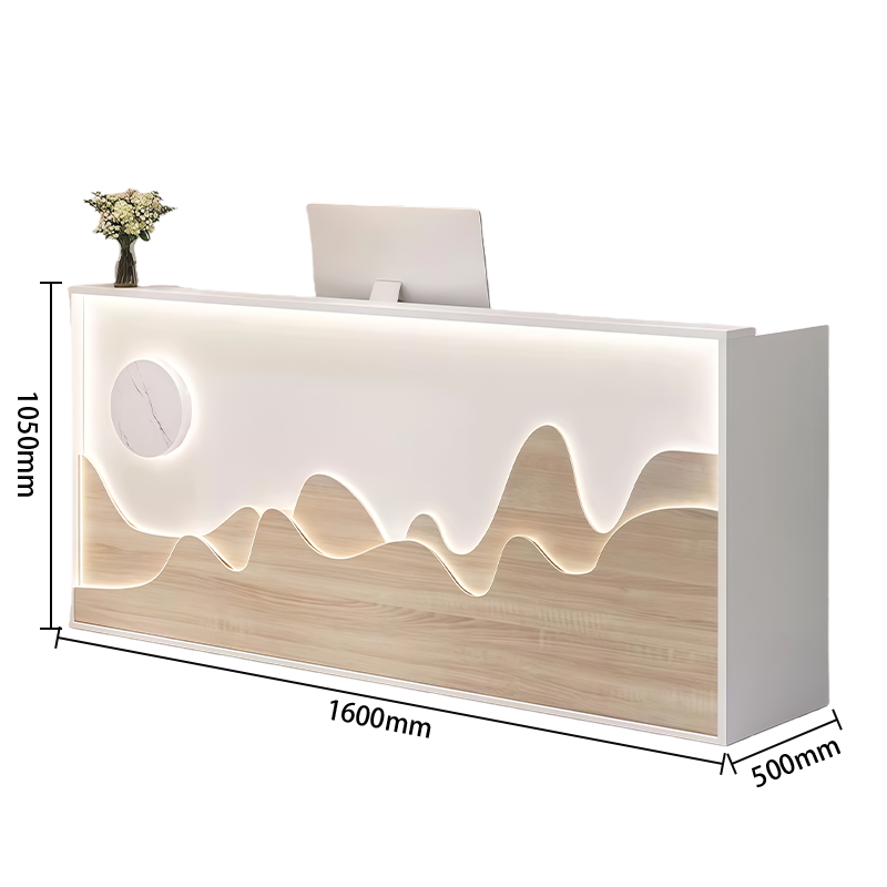 受付カウンター　エントランス受付　レジカウンター　ライト付き　大容量収納　鍵付き引き出し　木目調　ナチュラル　おしゃれ　JDQT-N060