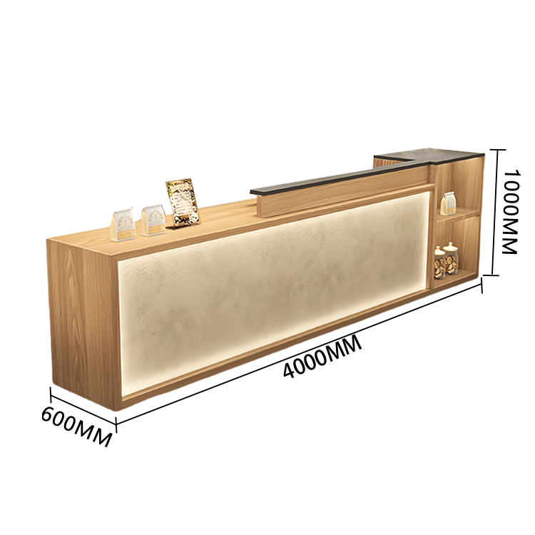 【受注生産品】　受付カウンター　レジカウンター　店舗用　鍵ロック　キーボードトレイ　大容量収納　高荷重性　ナチュラル　カスタマイズ可能　JDQT-N056