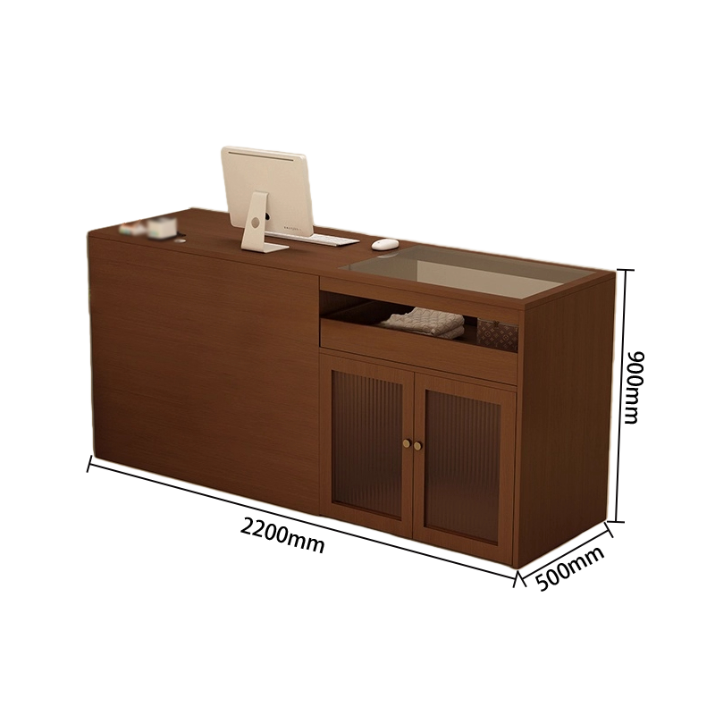 受付カウンター　大容量収納　配線穴　ガラスディスプレイ　組立必要　多色選択可能　JDQT-N066