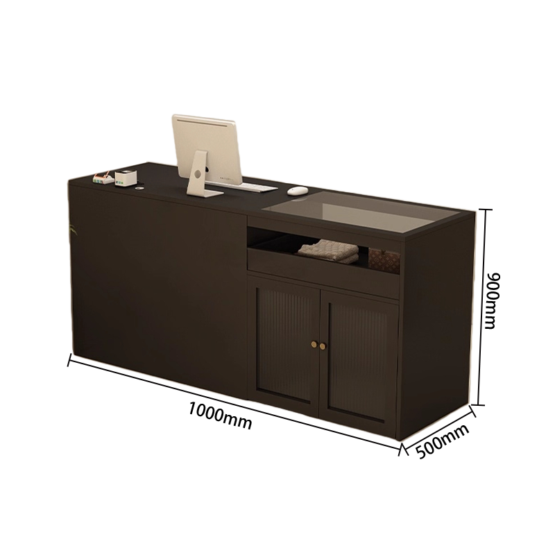 受付カウンター　大容量収納　配線穴　ガラスディスプレイ　組立必要　多色選択可能　JDQT-N066