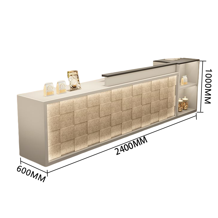 【受注生産品】　受付カウンター　レジカウンター　店舗用　鍵ロック　キーボードトレイ　大容量収納　高荷重性　ナチュラル　カスタマイズ可能　JDQT-N056