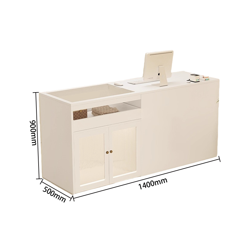 受付カウンター　大容量収納　配線穴　ガラスディスプレイ　組立必要　多色選択可能　JDQT-N066