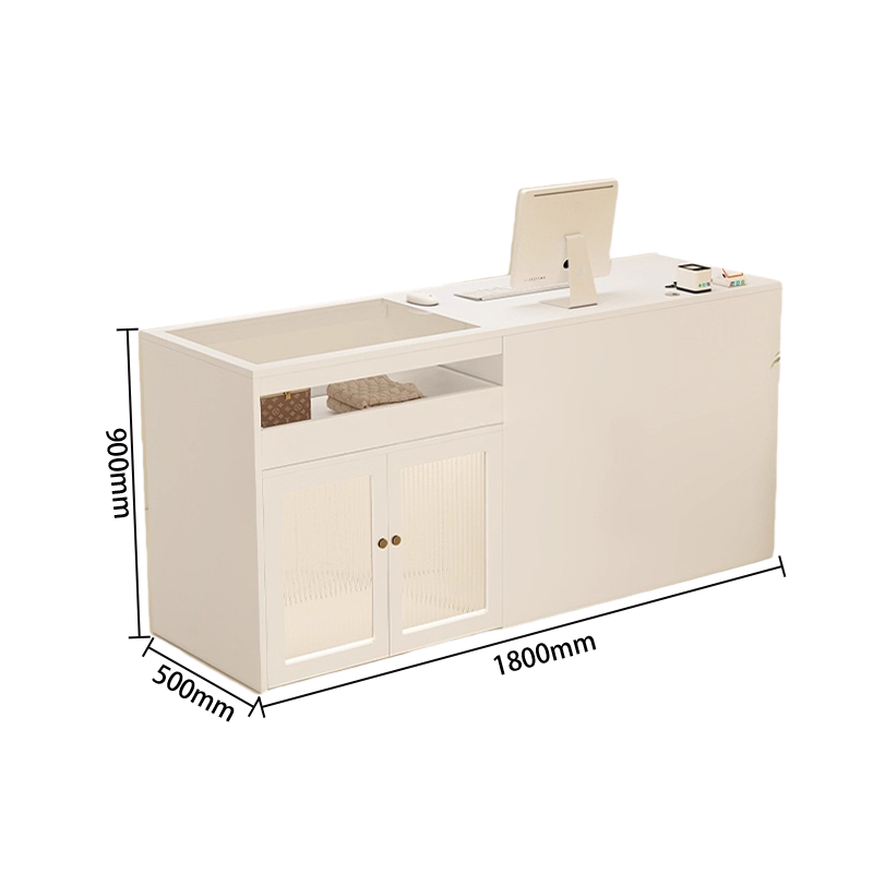 受付カウンター　大容量収納　配線穴　ガラスディスプレイ　組立必要　多色選択可能　JDQT-N066