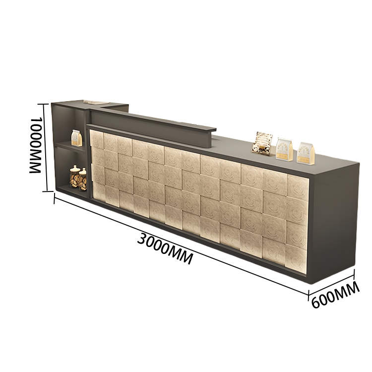 【受注生産品】　受付カウンター　レジカウンター　店舗用　鍵ロック　キーボードトレイ　大容量収納　高荷重性　ナチュラル　カスタマイズ可能　JDQT-N056