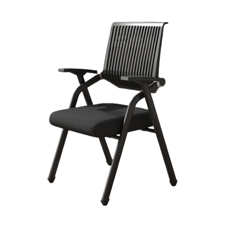デスクチェア　オフィス用　事務用　会議用　アームレスト　折り畳み機能　キャスター付き　静音　おしゃれ　ブラック　BGY-N073