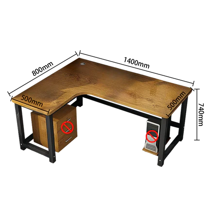 L字型デスク　オフィスデスク　ワークデスク　事務机　木目調　配線穴　スチールフレーム　シンプル　ホワイト　オークグレー　YGZ-N032