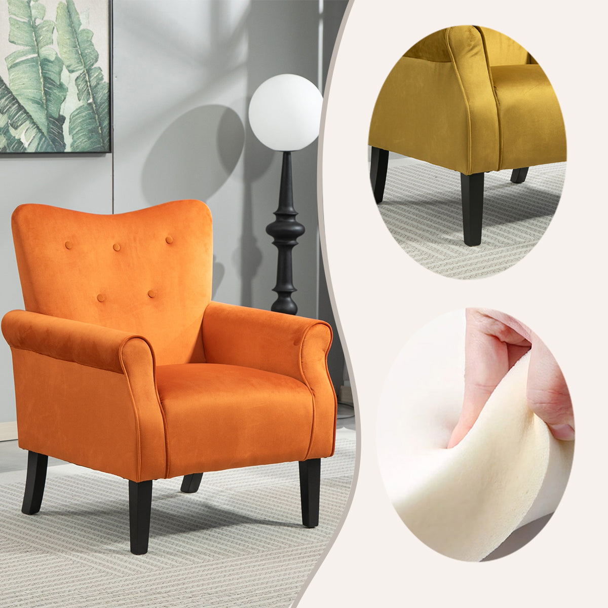 ソファセット　ハイバックソファ　椅子　応接ソファ　アームソファ　ビジネスソファセット　1掛け　相談用　ベルベット　JDSF-N053