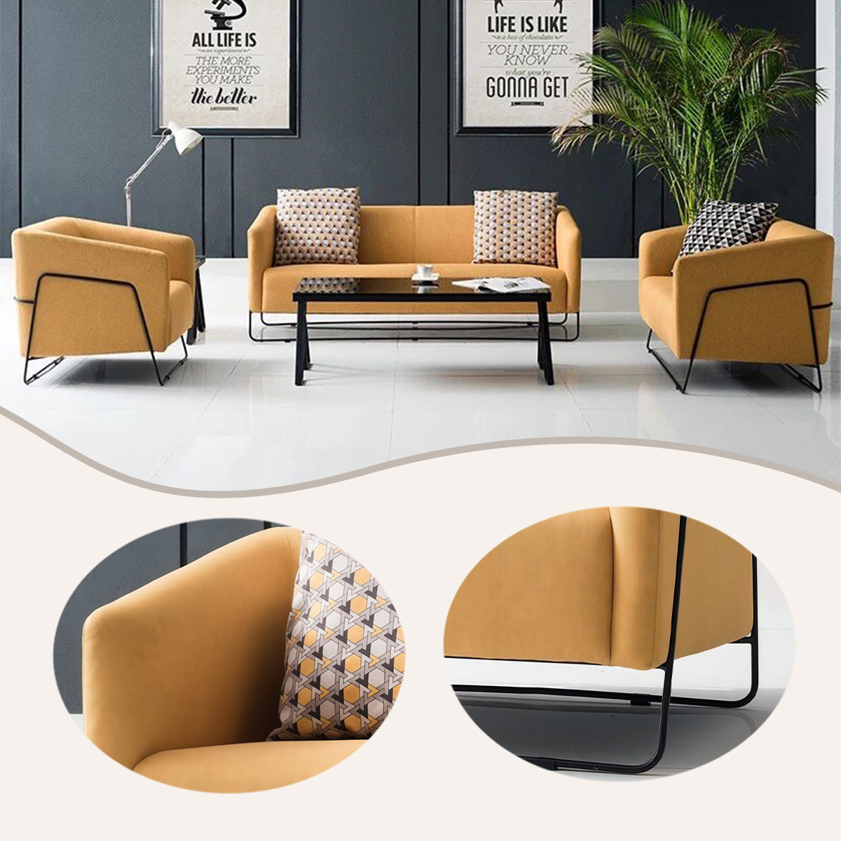 ソファセット　ハイバックソファ　椅子　応接ソファ　アームソファ　ビジネスソファセット　エコの素材　相談用　オフィス用　JDSF-N050