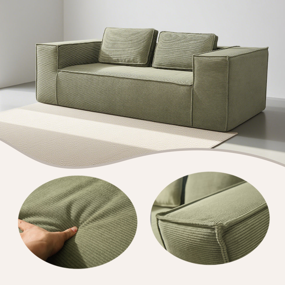 ソファ　アームソファ　リビング　在宅用　ロータイプ　人間工学　抱き枕付き　フィット感　ライトグリーン　カスタマイズ可能　YSSF-N007