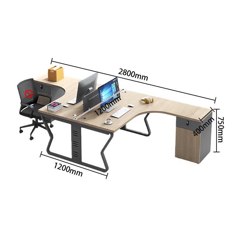 オフィステーブル　ユニークなデザイン　オフィスデスク　事務用デスク　配線穴　PCデスク　組立必要　多色選択可能　YGZ-N067