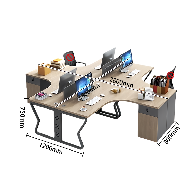 オフィステーブル　ユニークなデザイン　オフィスデスク　事務用デスク　配線穴　PCデスク　組立必要　多色選択可能　YGZ-N067