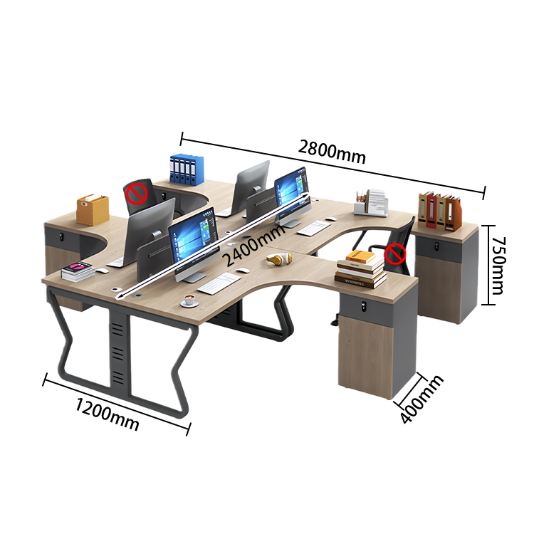 オフィステーブル　ユニークなデザイン　オフィスデスク　事務用デスク　配線穴　PCデスク　組立必要　多色選択可能　YGZ-N067