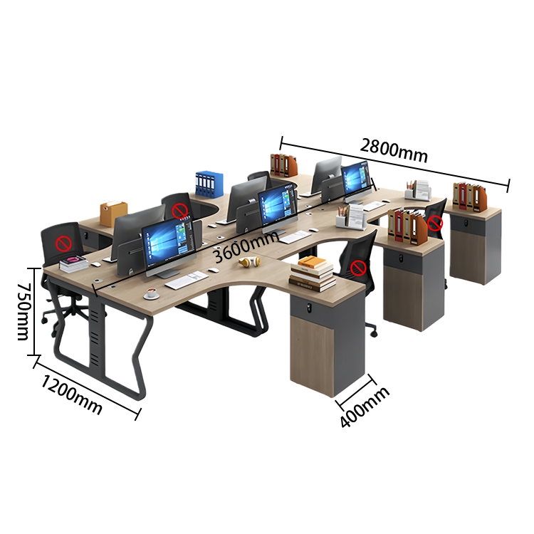 オフィステーブル　ユニークなデザイン　オフィスデスク　事務用デスク　配線穴　PCデスク　組立必要　多色選択可能　YGZ-N067