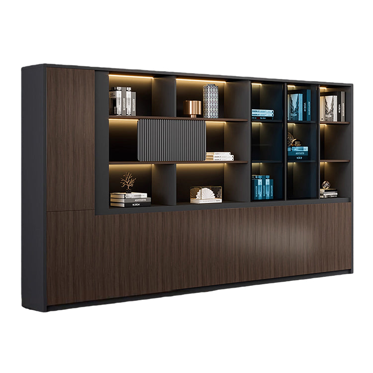 収納棚　キャビネット　収納キャビネット　ファイル収納　オフィス用　引き戸　ガラス扉　ウォールナット　カスタマイズ可能　BGCWG-N073