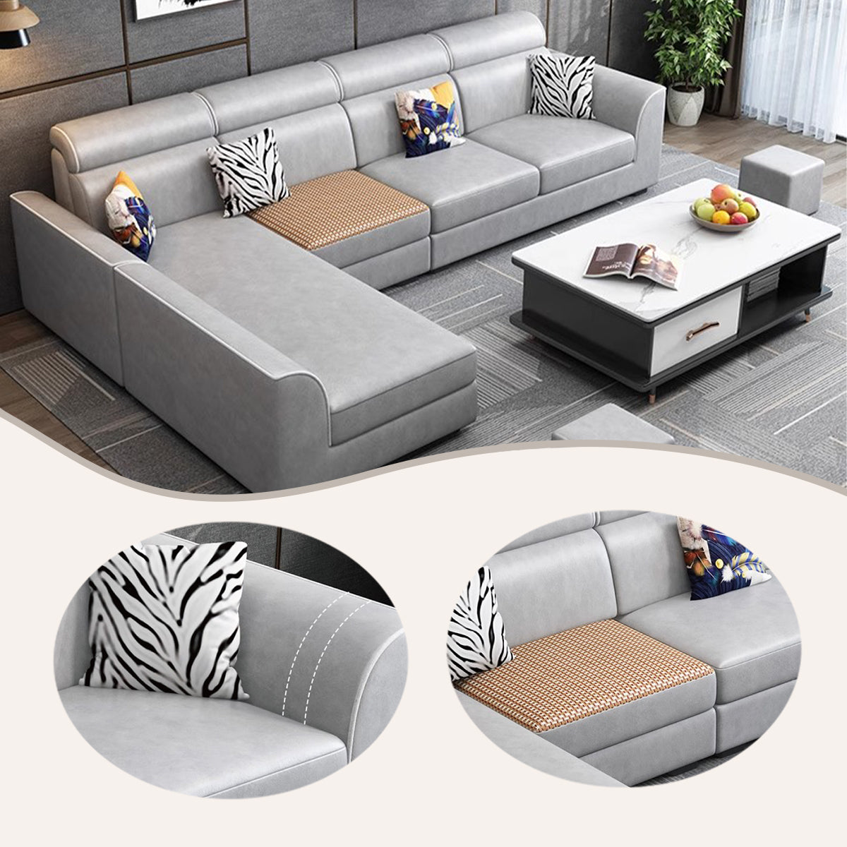 アーム付きソファ　グレー カウチソファ