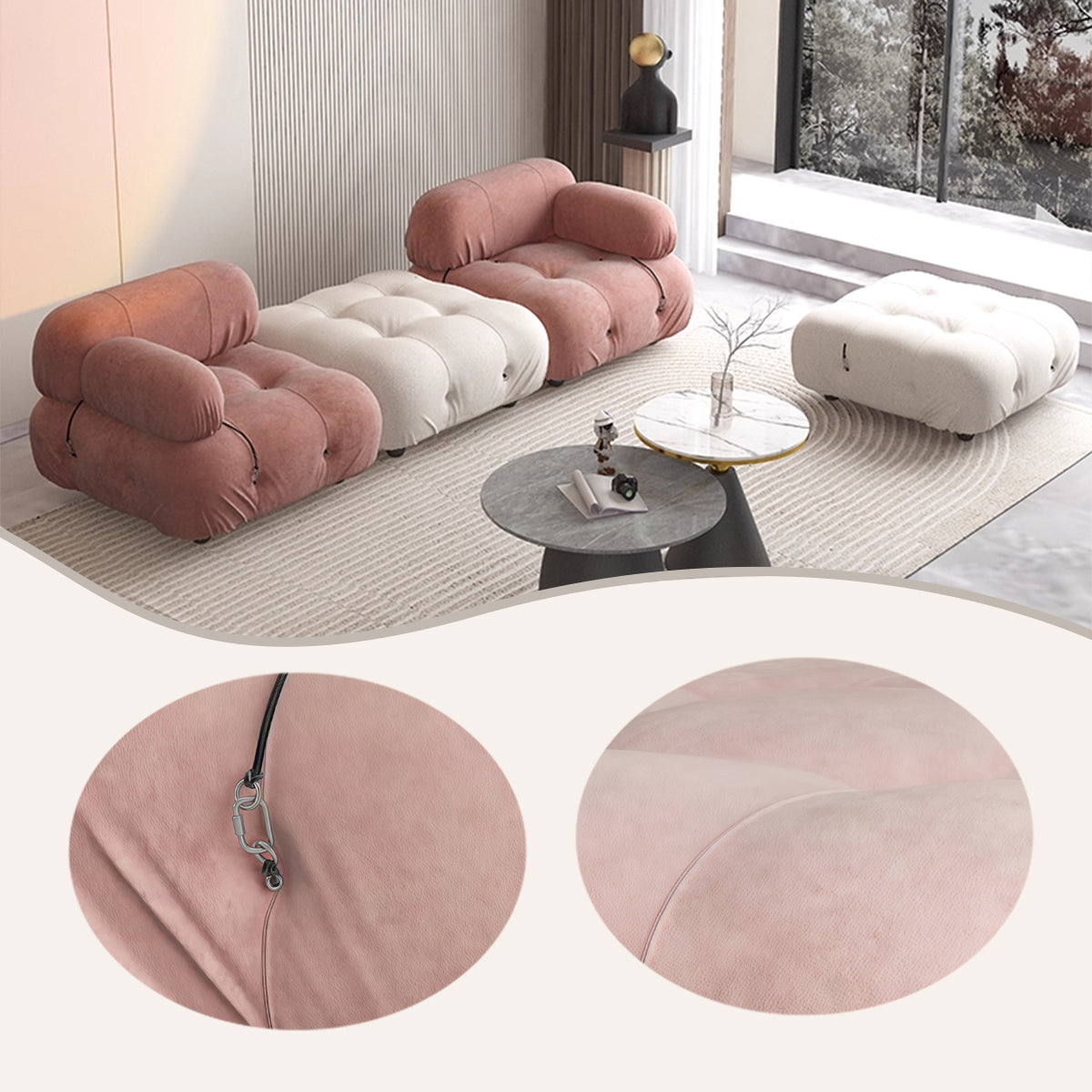 ソファ　アームレスト　カウチソファ　ファブリックソファ　高級ソファ　モダンソファ　フットレスト　上質な金具　多色選択可能　JYSF-N042