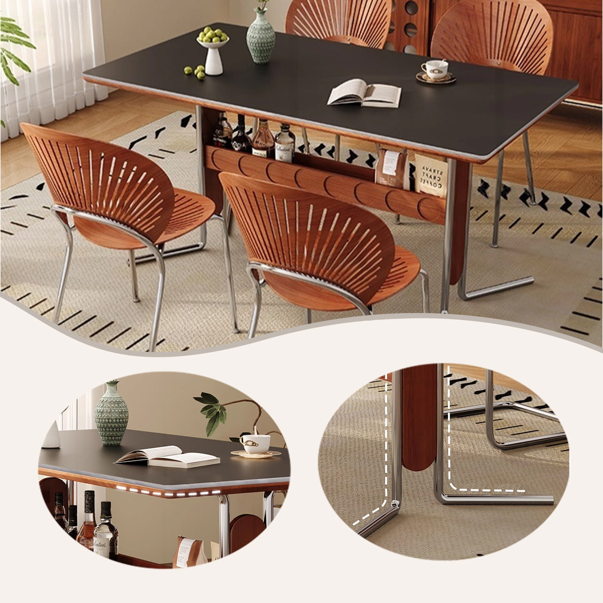 ダイニングテーブル　こたつテーブル　食卓　センターテーブル　机　つくえ　R加工　広い天板　頑丈な脚部　広い下肢空間　CZ-N051