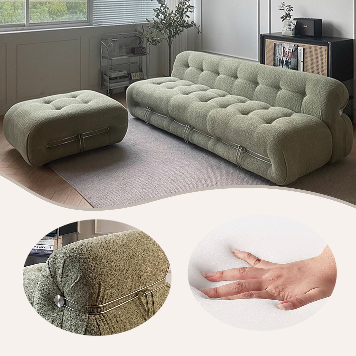 ソファ  広い座面　ウレタンフォーム　ファブリックソファ　高級ソファ　モダンソファ　頑丈なフレーム　広い座面　JYSF-N039