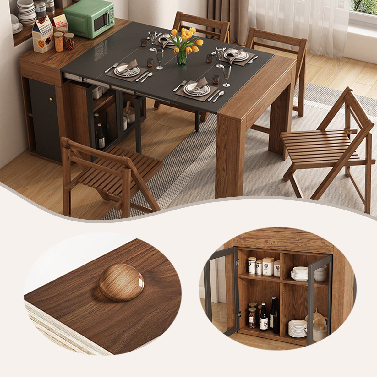 ダイニングテーブル　円卓　食卓　折りたたみ可能テーブル　物置台　在宅用　食事用　リビングルーム　エコボード　折りたたみ　CZ-N032