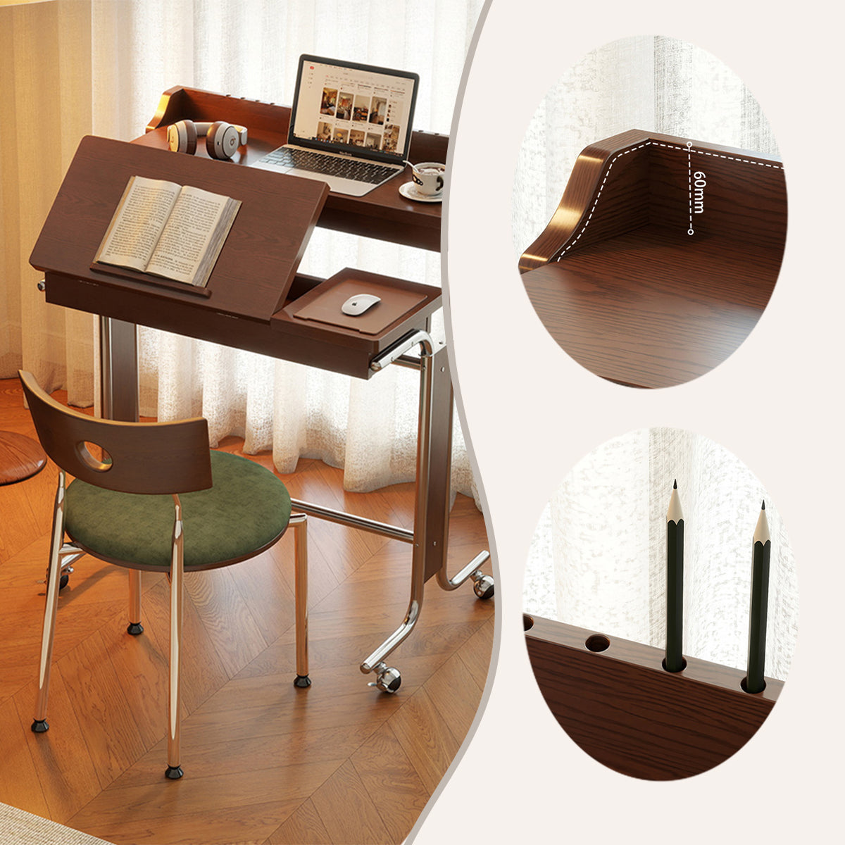 学習机　勉強机　学習デスク　昇降可能　キャスター付き　折り畳み式天板　組立必要　木製デスク　つくえ　XXZ-N037