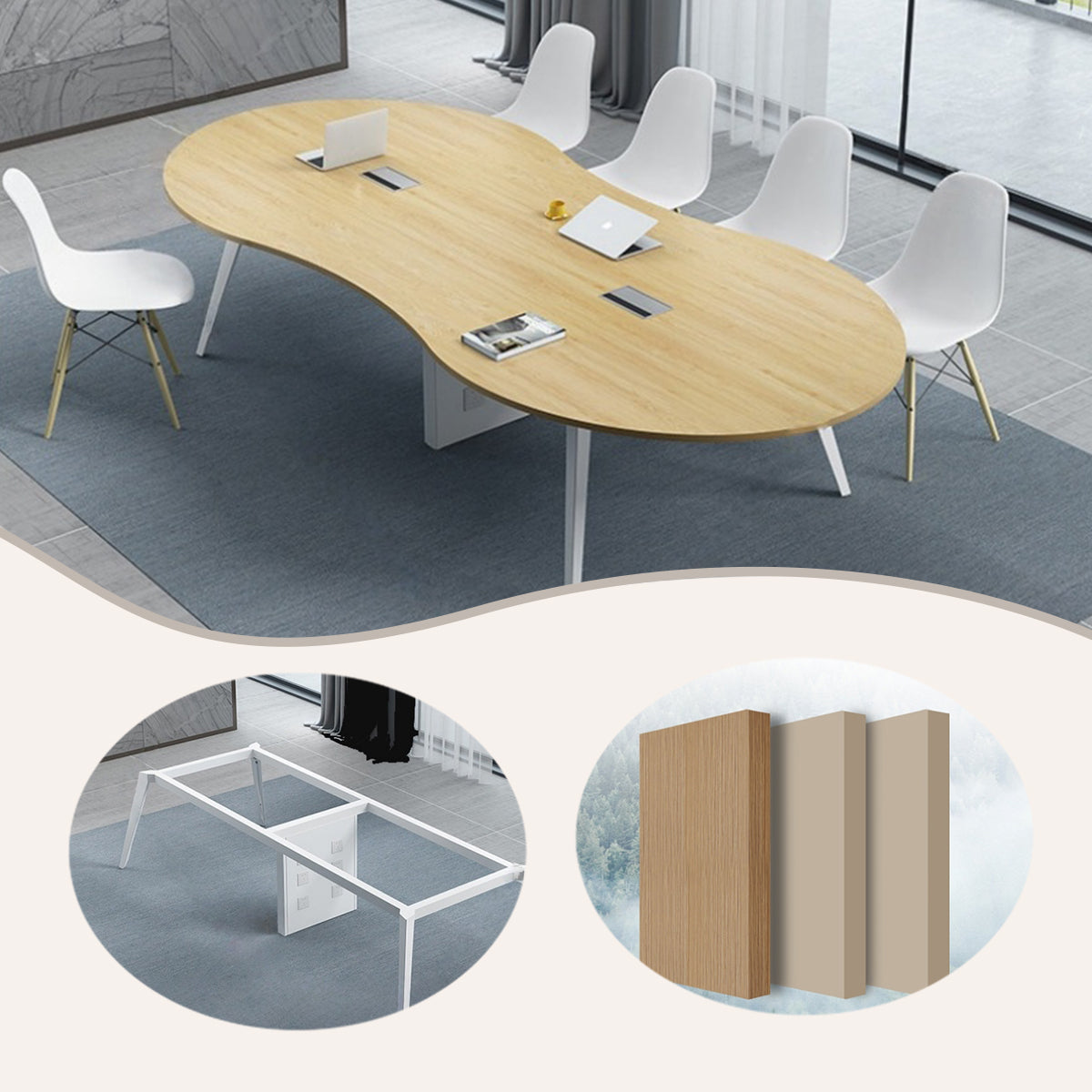 会議テーブル　ミーティングテーブル　ワークテーブル　商談テーブル　会議室用　事務用　商談用　ホワイト　ブラック　木目調　ウォールナット　カスタマイズ可能　HYZ-N093