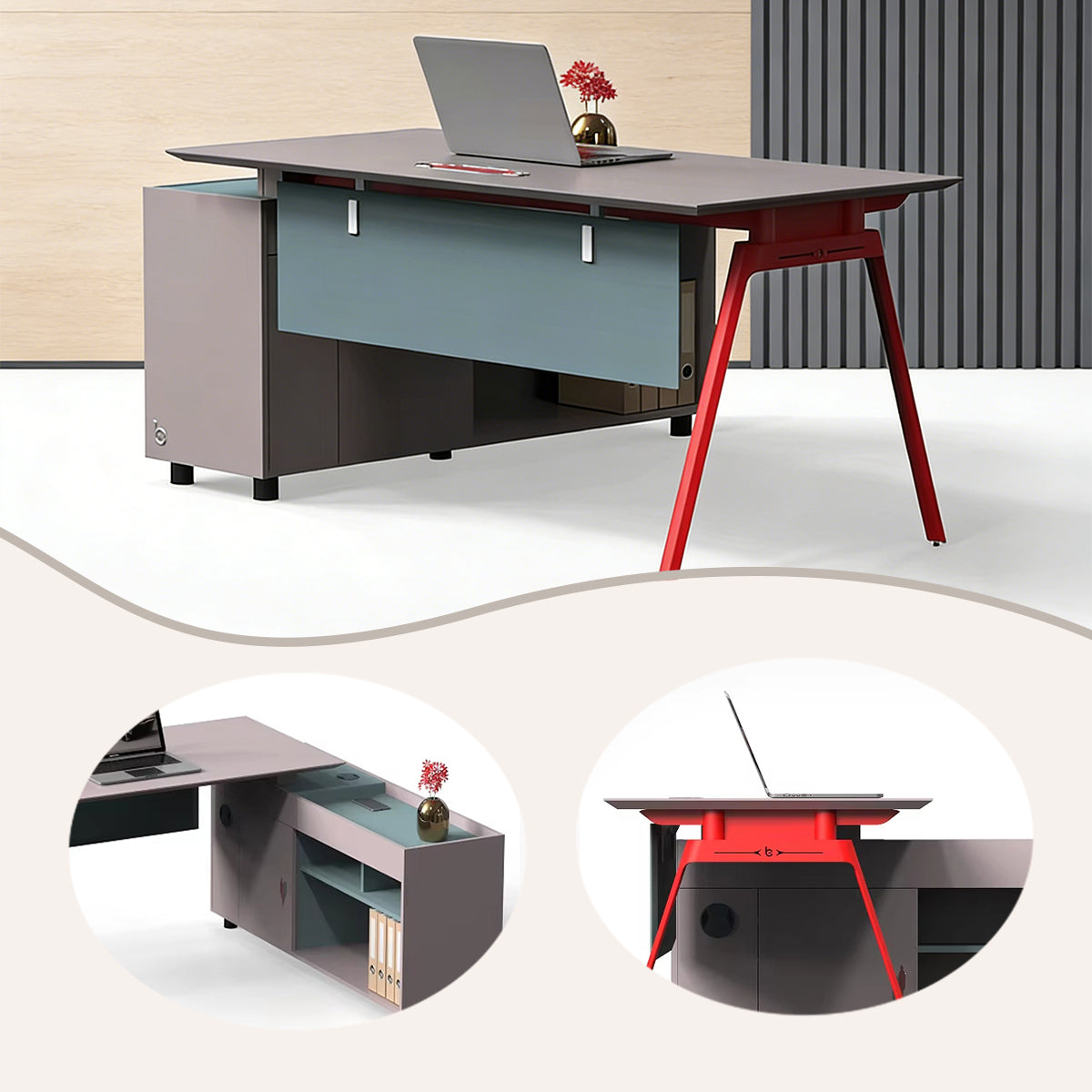 エグゼクティブデスク　オフィスデスク　社長机　役員用デスク　事務机　幕板　排気口　上質　高級感　カスタマイズ可能　LBZ-BG-N004