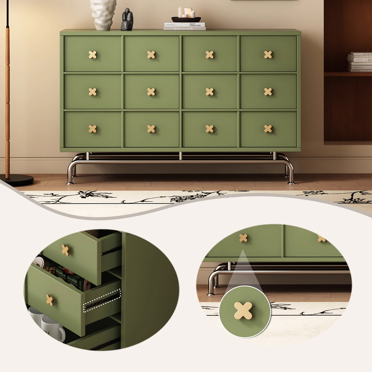 収納キャビネット　ロッカー　キャビネット　ラック　木製棚　下駄箱　四つ葉取っ手　大容量収納　頑丈な脚部　JYCWG-N026