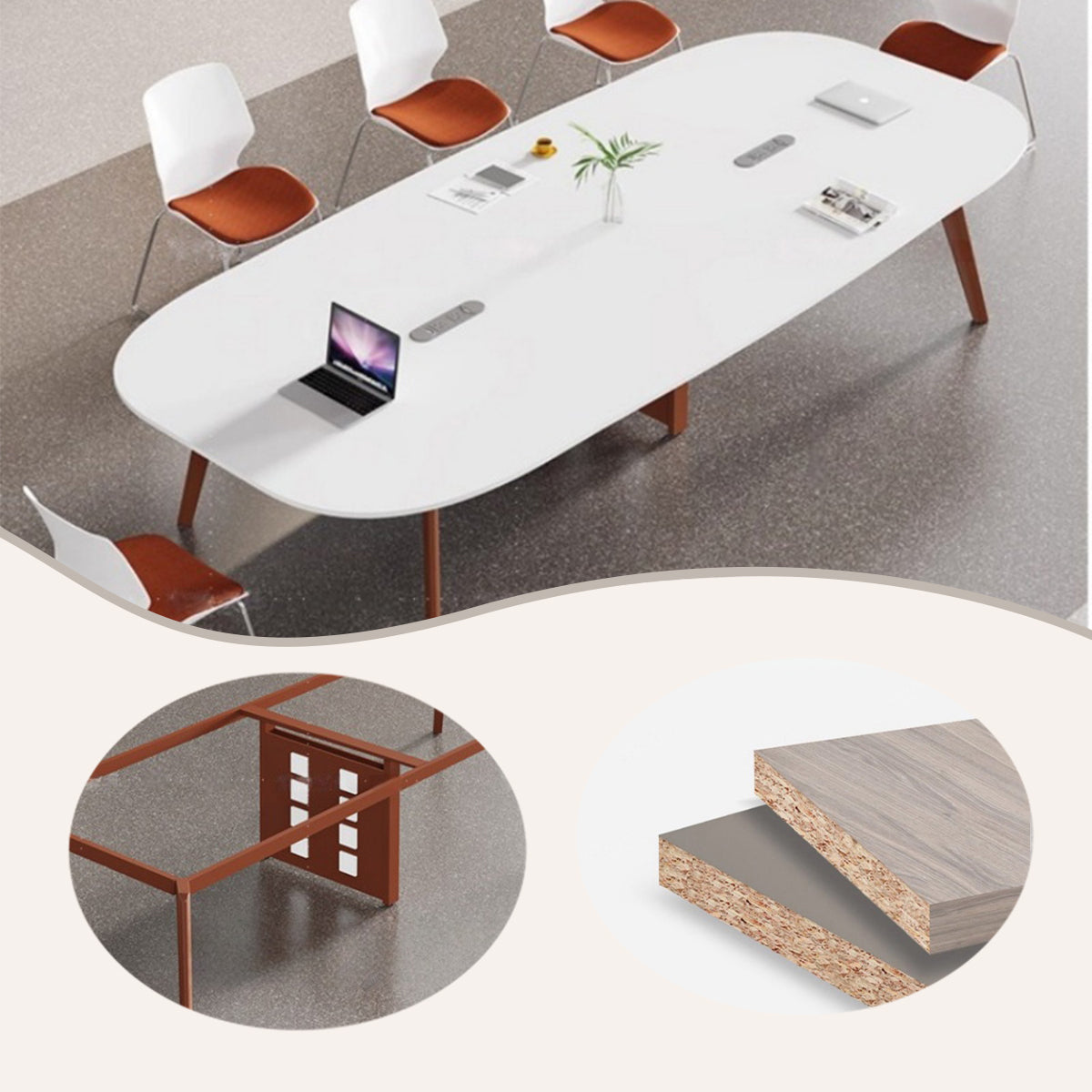 会議テーブル　ワークテーブル　会議室用　丈夫な脚　広い天板　落ち着き　隠し式配線　エコの素材　パーティクルボード　アルミ合金　 HYZ-N099