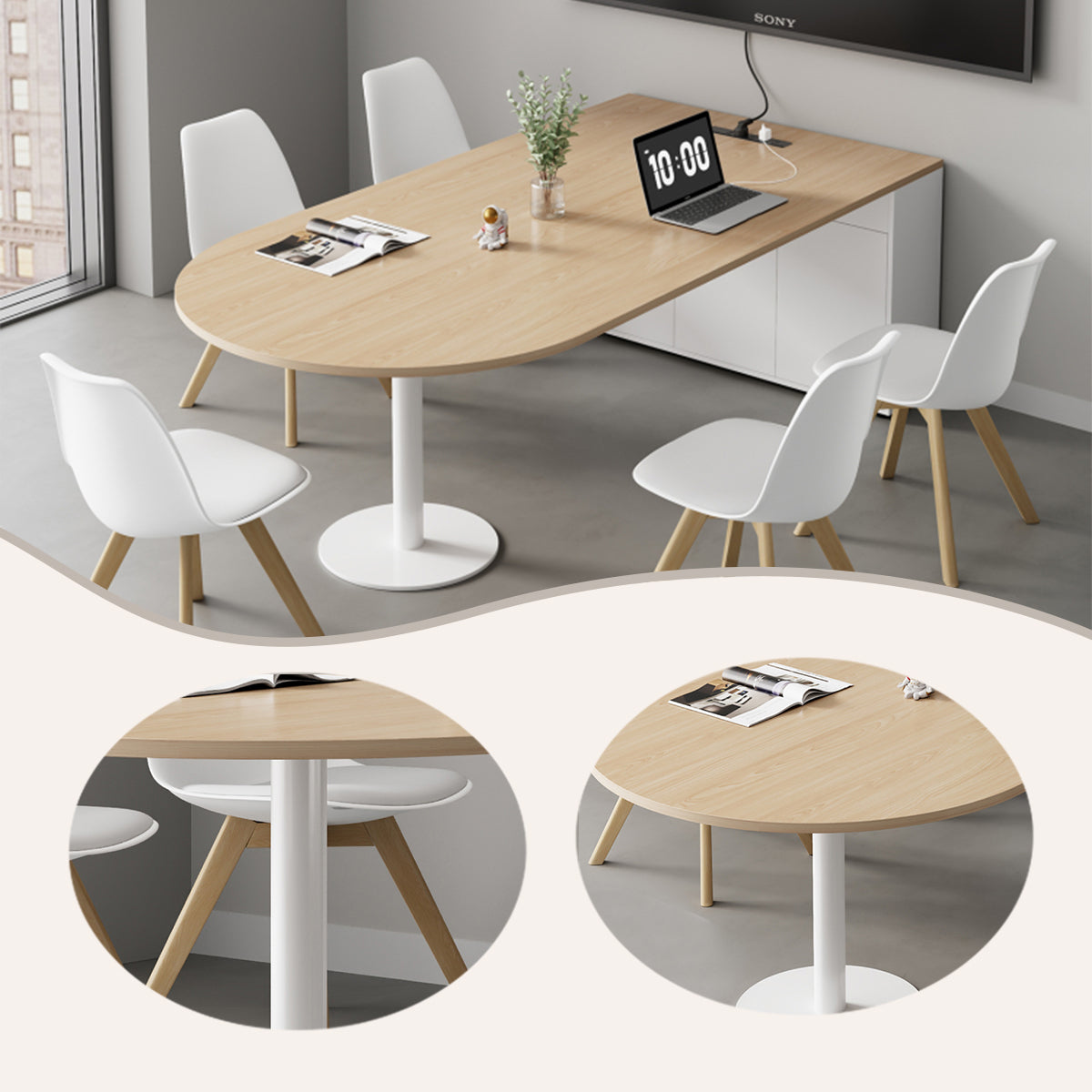 会議テーブル　丈夫な脚部　内蔵式コンセント付き　組立必要　カスタマイズ可能　多色選択可能　HYZ-N061