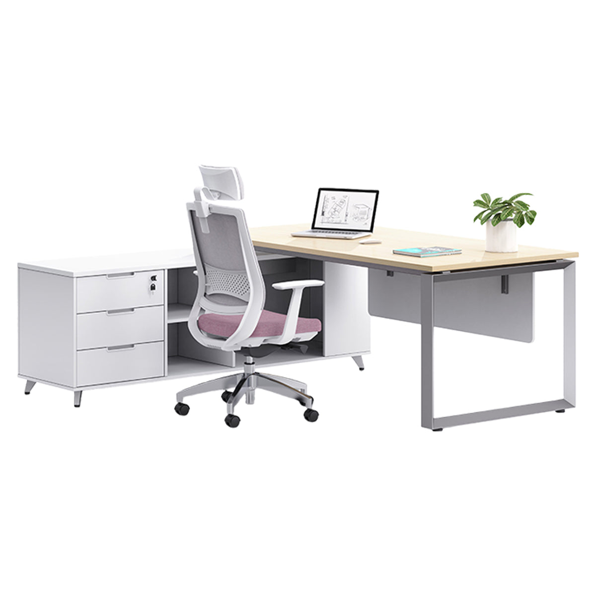 エグゼクティブデスク　オフィスデスク　パソコンデスク　社長室　幕板付き　おしゃれ　ナチュラル　カスタマイズ可能　LBZ-YDD-N018