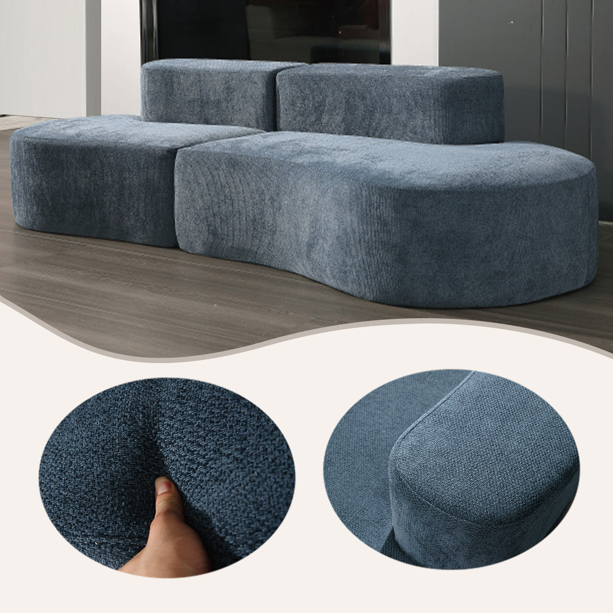 ソファ　リビング　在宅用　ロータイプ　人間工学　フィット感　広い座面　ゆったり　高級感　ダークブルー　カスタマイズ可能　YSSF-N006