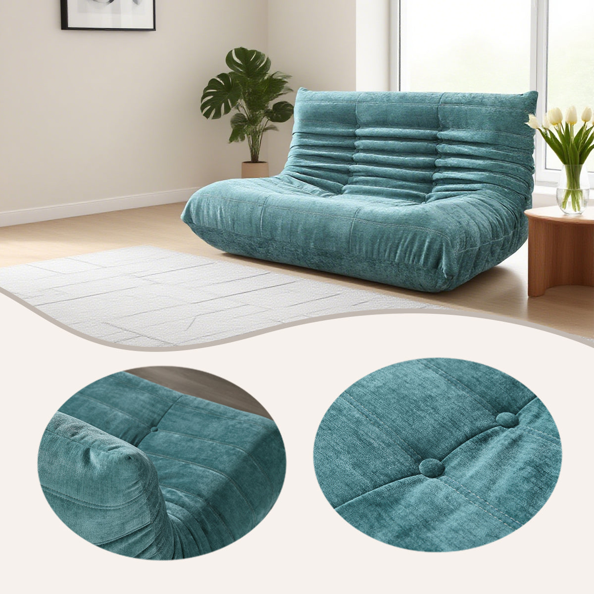 ソファ　ローソファー　アームレスソファ　リビング　人間工学　2人掛け　フィット感　柔らかい　小型　カスタマイズ可能　YSSF-N013