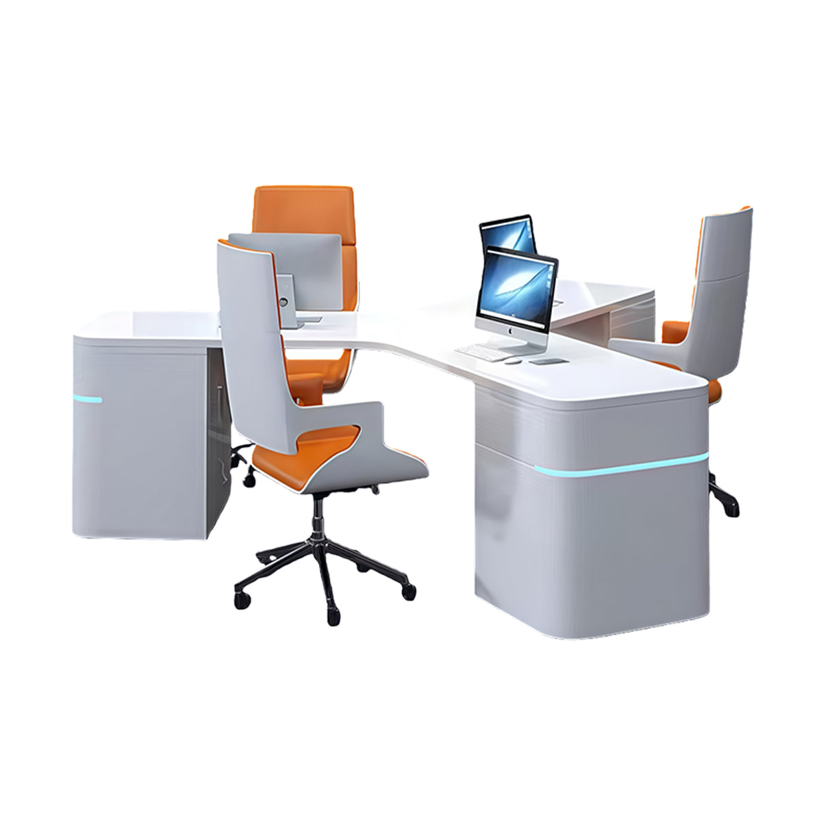 オフィステーブル　ライト付き　オフィスデスク　事務用デスク　机　パソコンデスク　事務机　つくえ　配線穴　組立必要　ホワイト　YGZ-N075