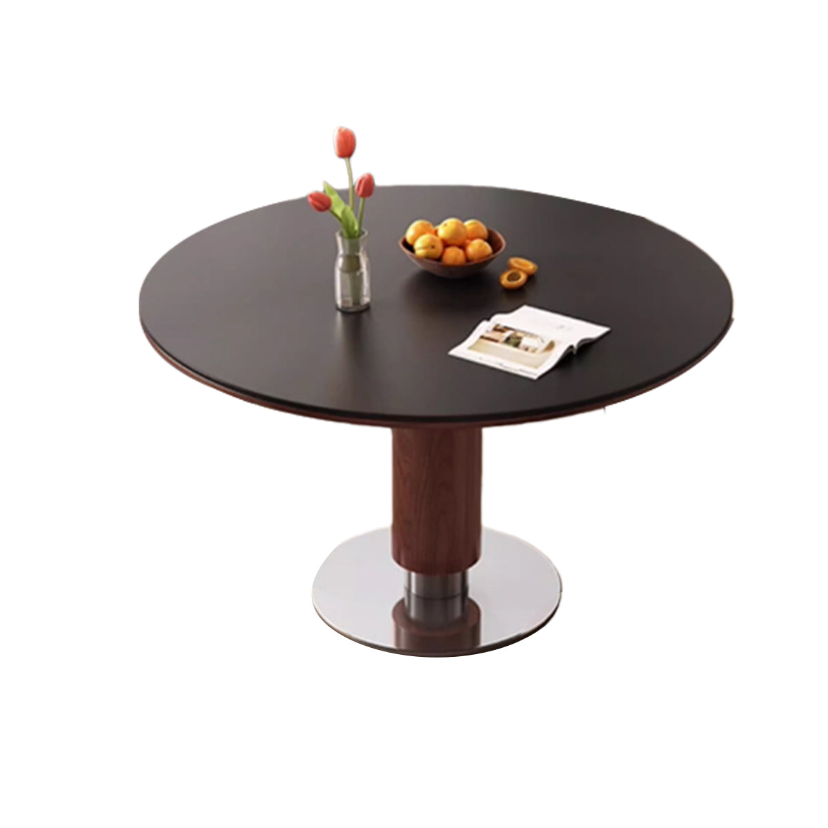 ダイニングテーブル　丸形　ダイニングテーブル　こたつテーブル　机　つくえ　丈夫な脚部　ステンレス製ホルダー　大理石天板　CZ-N048