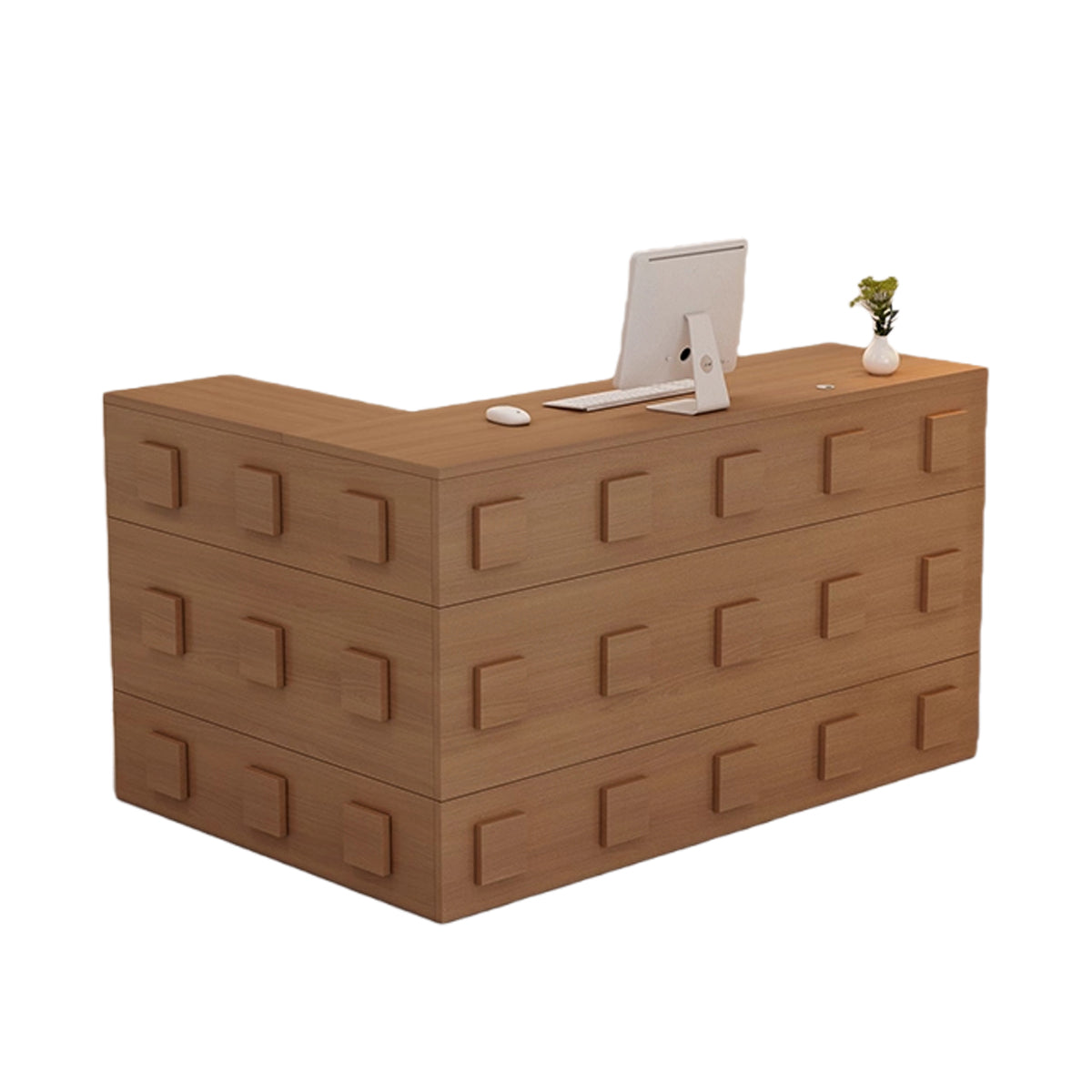 受付カウンター　エントランス受付　レジ台　レジカウンター　L字型　コーナー　店舗　美容室　大容量収納　モダン　JDQT-N061