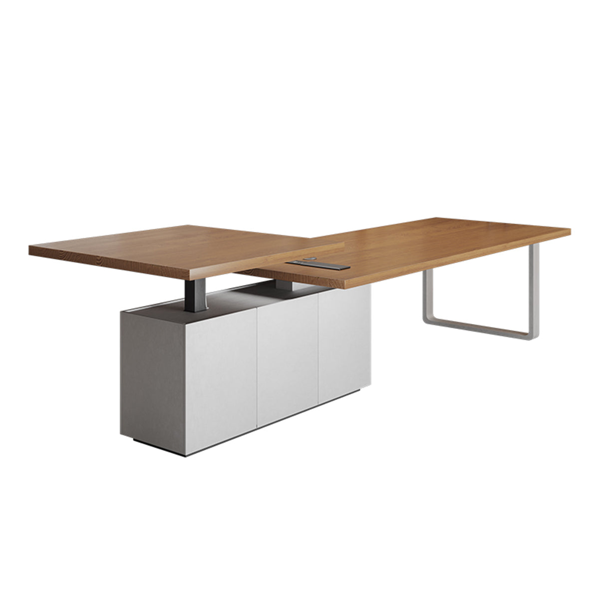 会議テーブル　内蔵式コンセント　昇降可能なテーブル　組立必要　カスタマイズ可能　ナチュラル　HYZ-N065